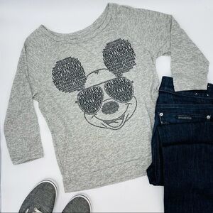 DISNEY MICKEY MOUSE SUNGLASSES LOVE CALIFORNIA GRAPHIC MID SLEEVE BLOUSE TEE
